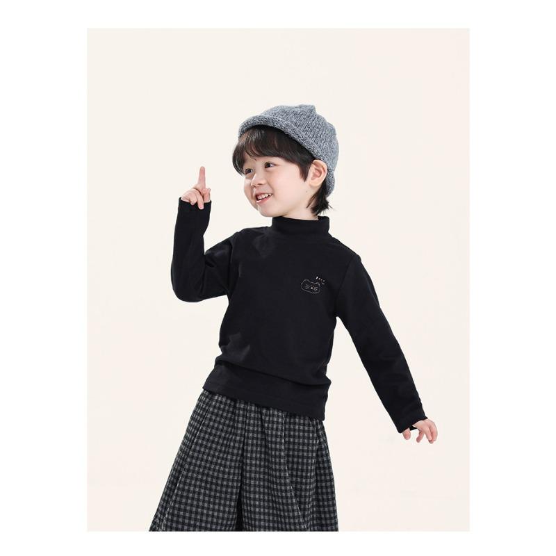 Boys Half Stand Collar Long Sleeve Bottoming Shirt Korean Style Kids Casual Top