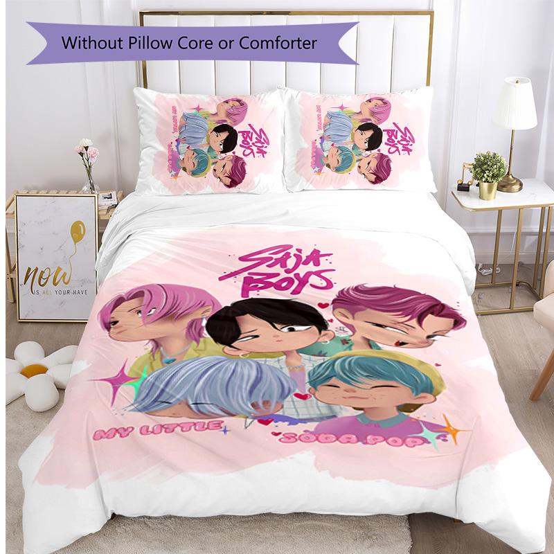 Kpop Demon Hunters Pattern Printed 3PCS Bedding Set, Soft Skin-Friendly Washable Duvet Cover & Pillowcases Set