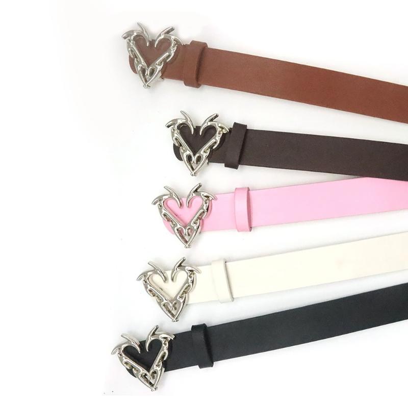 Lady Waist Belt Punk Chain for Cowboy Cowgirl Carved Heart Buckle Retro Buckle Waist Chain Casual Belt