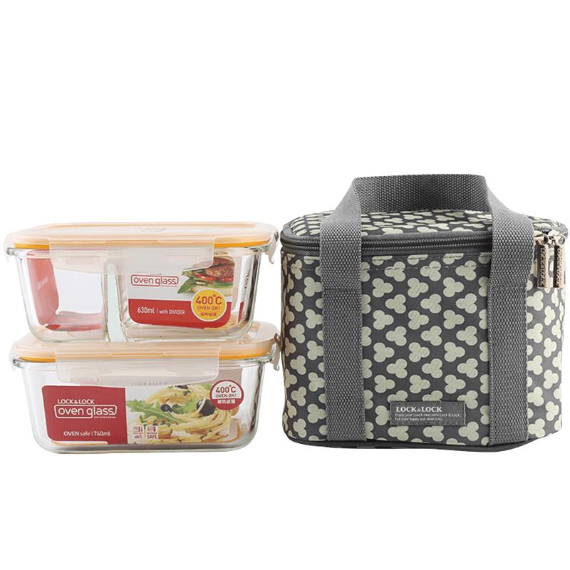 LOCKLOCK Heat-Resistant Glass Bento Box Set