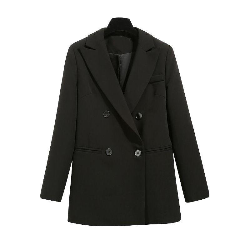 Chic 2025 Women's Loose Black Suit Coat - British Style, Korean-Inspired, Casual Professional Fashion