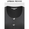 UR Women's Ruffle Hem Slim-Fit T-Shirt with Heart Buttons