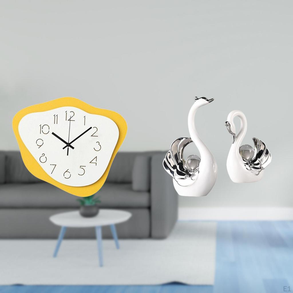 Acrylic Swan Wall Clock Hanging Ornament Modern Office Timepiece Silent Holiday Housewarming Room