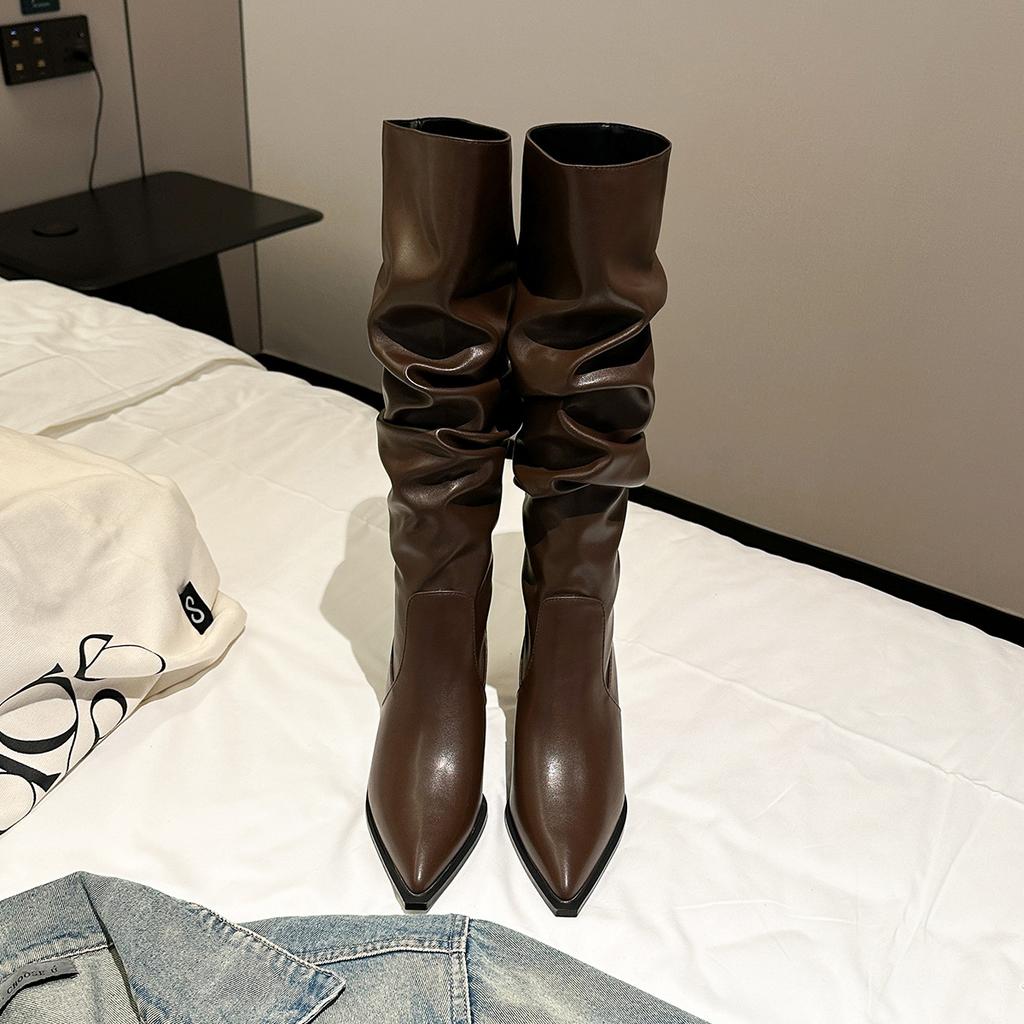 Fashion Thin High Heeled Women Fashion Knee-High Boots Pointed Toe Stiletto Heel Long Boots Lady Elegant Outwear Shoes Botas Para Mujer