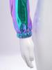 Unisex Kids Metallic Shiny Jacket Turn Down Collar Long Sleeves Flap Pockets Dance Coat