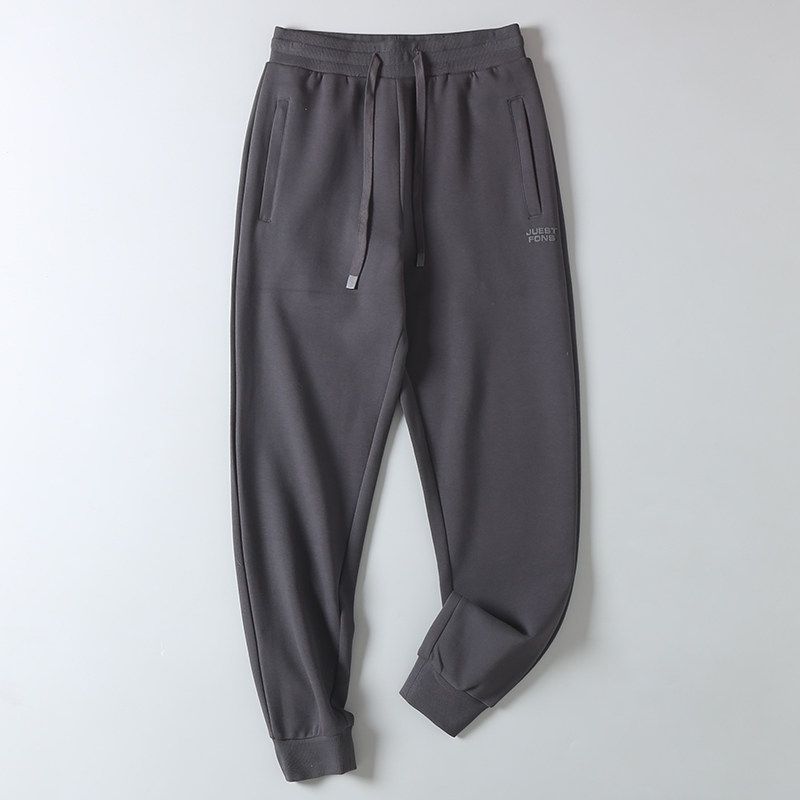 Men's Trendy Spring and Autumn Pique Cotton Solid Color Heavy-Duty Washed Sports Casual Elastic Waist Jogger Sweatpants