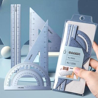Children Study Aluminium Ruler Set Metal/Plastic/Soft Geometry Maths Drawing Compass Stationery Rulers Mathematical for School