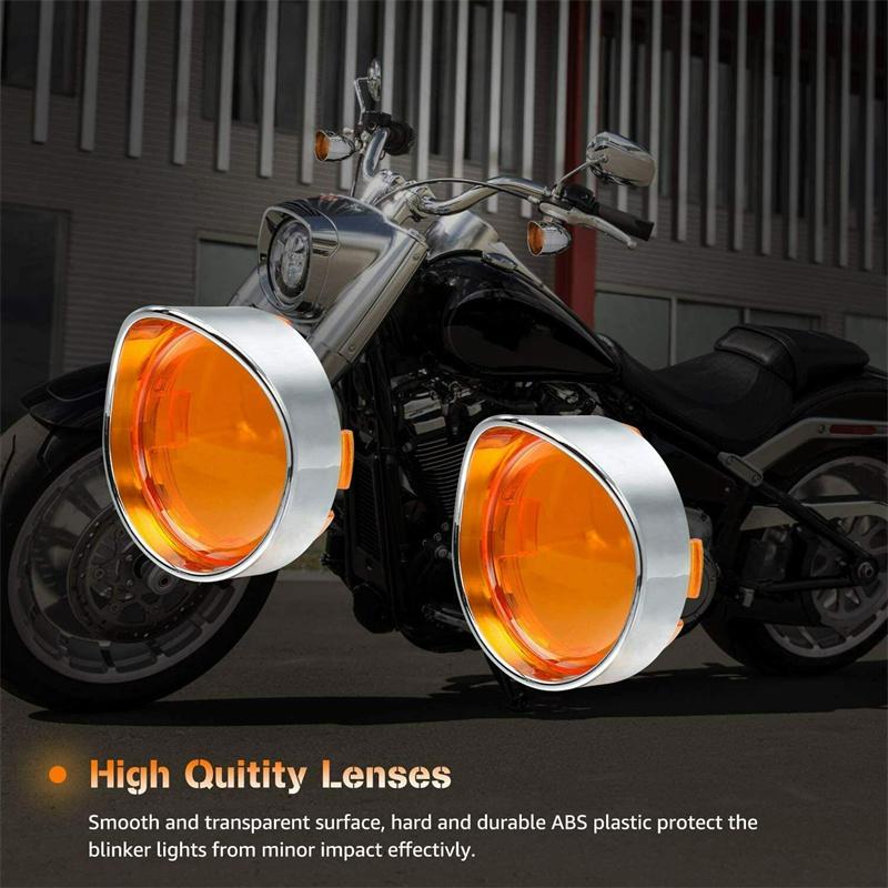 Visor Turn Signal Bezels Trim Ring Lens for Harley Softail Sportster Dyna Touring FLHX,Chrome ABS Motorcycle Indicator Cover 1 Pair