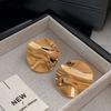 Metal Sequin Earrings 2026 New Popular Wave-Shaped Round Earrings Light Luxury High-End Simple European and American Style Earrings