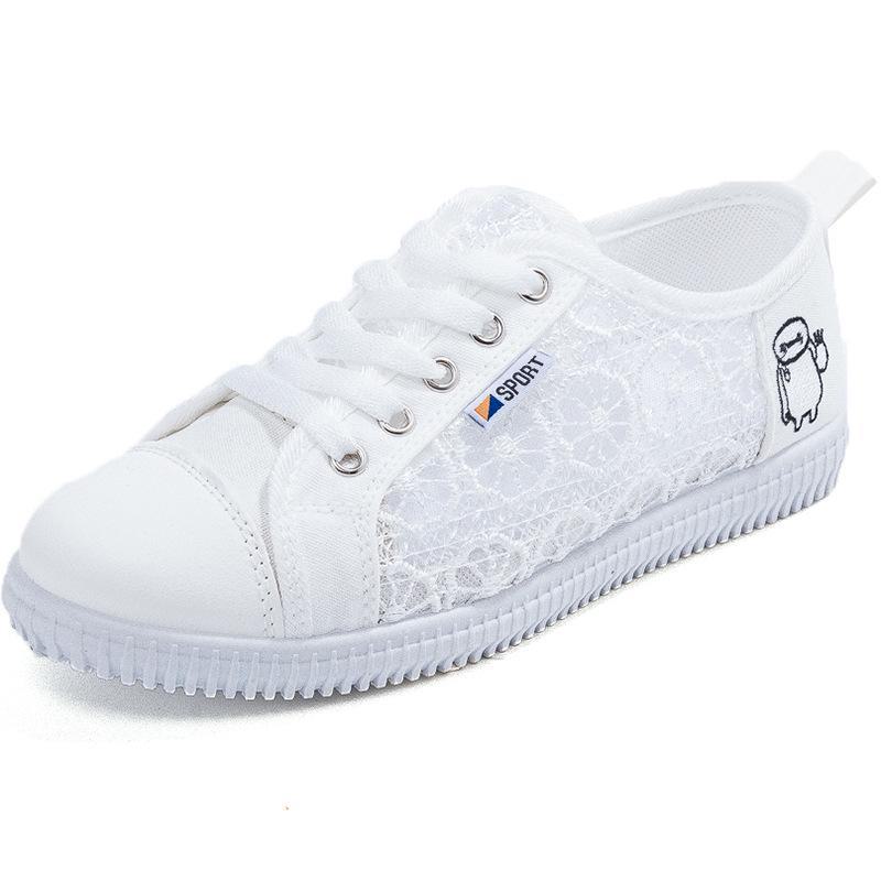 Women White Mesh Sneakers Breathable Lightweight Trendy Flats Spring Summer Casual Shoes