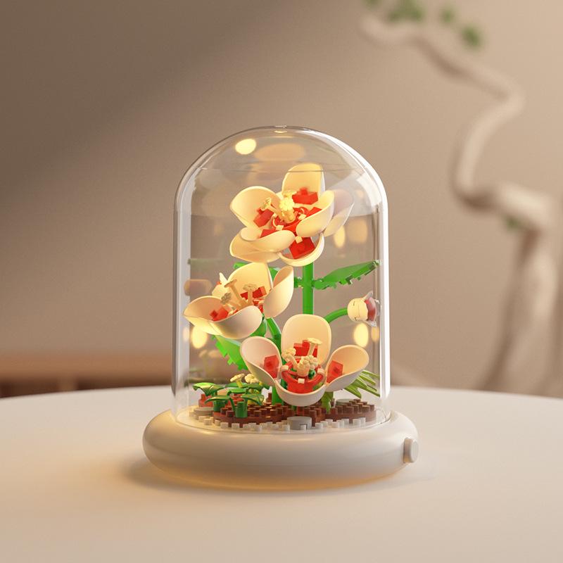 Yigao Building Blocks Flower Set: Micro Particle Assemblable Desktop Toy Gift for Girls