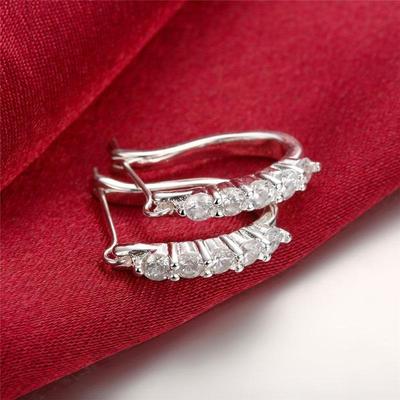 New Selling 925 Sterling Silver Earrings For Women Jewelry All -Match Trend Zircon Ear Buckle Christmas Gifts