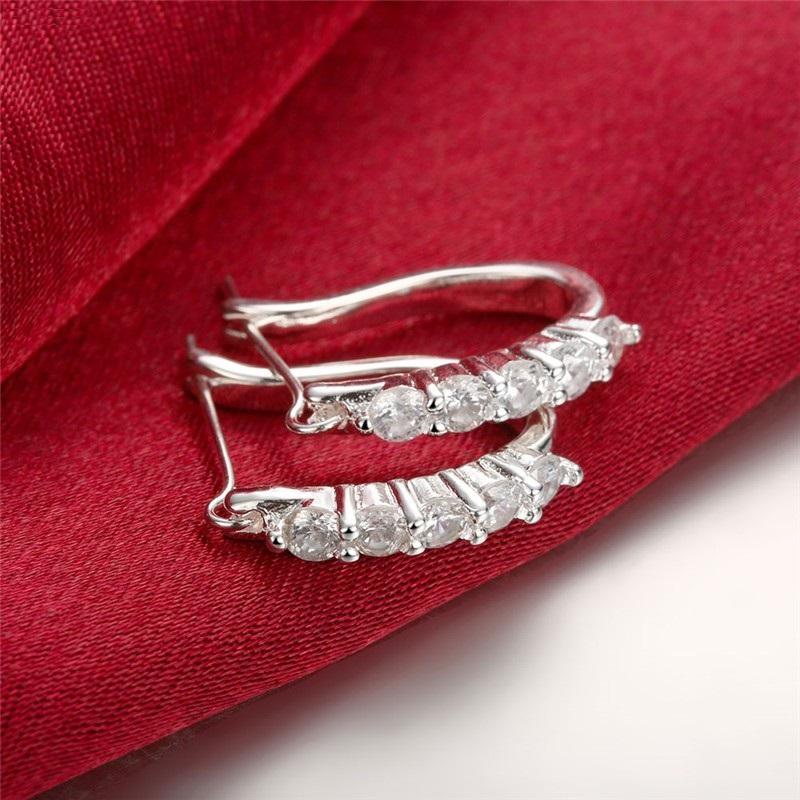 New Selling 925 Sterling Silver Earrings For Women Jewelry All -Match Trend Zircon Ear Buckle Christmas Gifts