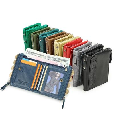 CONTACT'S mode en cuir véritable femmes portefeuille porte-carte d'identité avec Double fermeture éclair petit porte-monnaie pour femmes