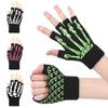 Black Halloween Skeleton Gloves Knitted Skull Half Finger Gloves Punk Skeleton Gloves  Moto Riding