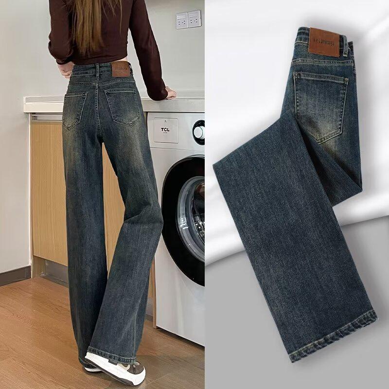 

2024 Женские джинсы цементно-серого цвета с высокой посадкой, на флисовой подкладке, облегающие, прямого кроя XL