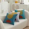 Abstract Simple Embroidery Cushion Cover 45X45Cm Chenille Pillow Cover Geometric Rising Sun Tufted Pillowcase For Sofa Couch Bed