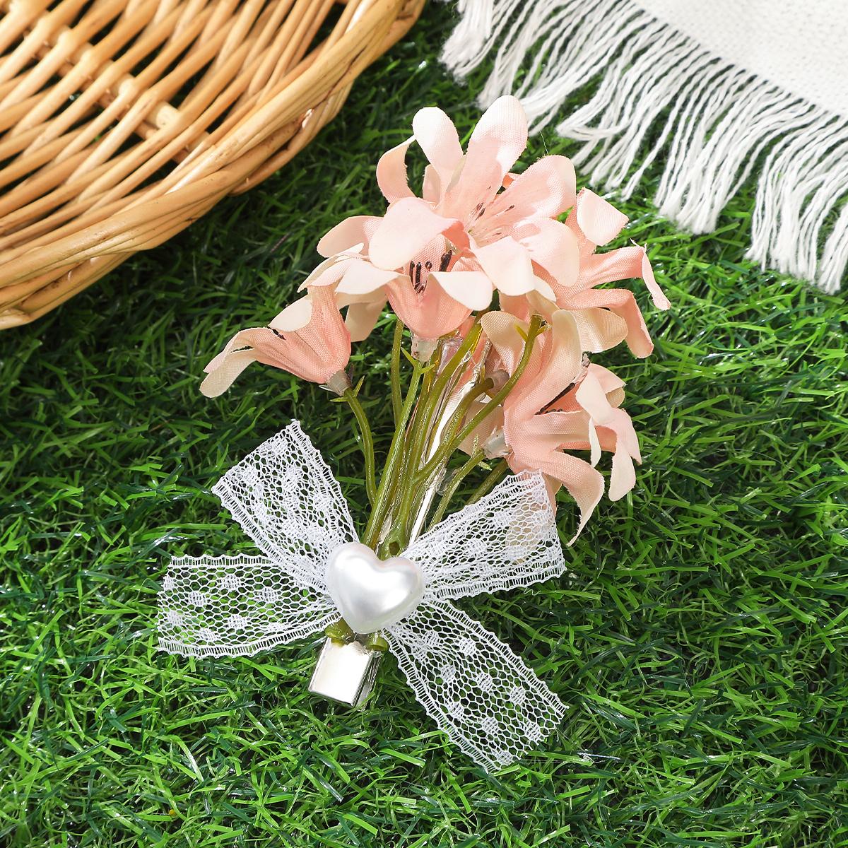 

AWAYTR Кружевная заколка-уточка с бантом и цветком, искусственные цветочные заколки для волос, головной убор на День святого Валентина, аксессуары для волос для девочек, праздничный подарок