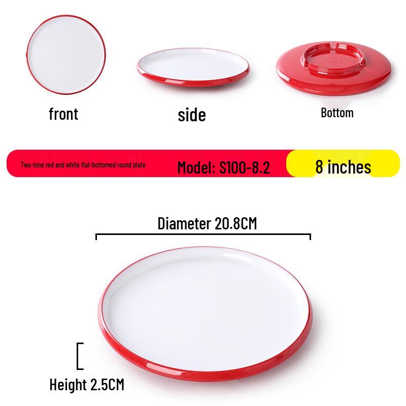 Nordic Round Melamine Shallow Plate for Buffets and Stir-Fry Dishes