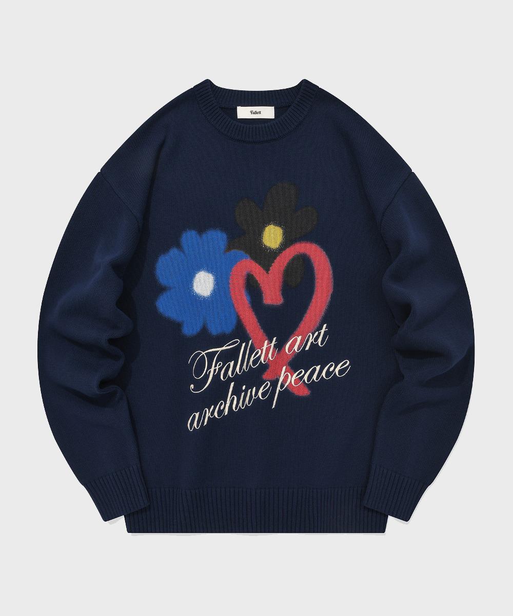 Pallet Love Spray Long Sleeve Knit Navy Navy/L