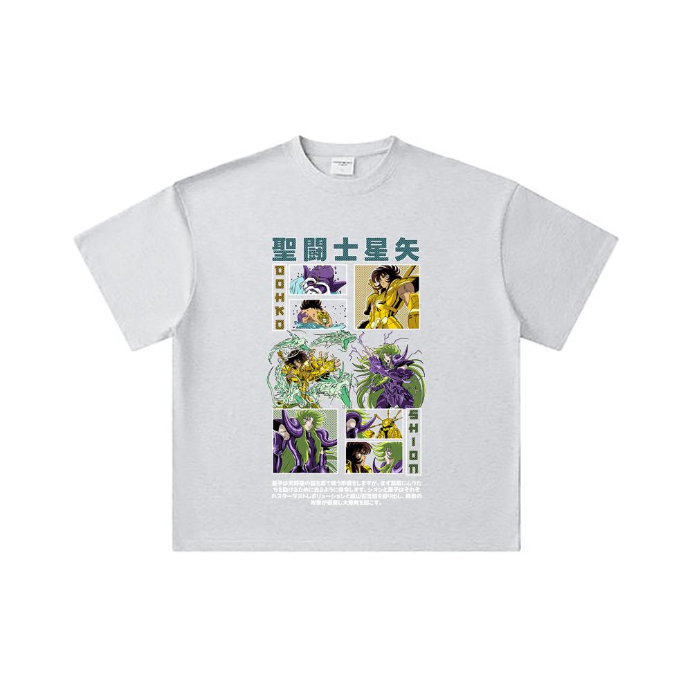 260 GSM Double Yarn 32 Count 100% Cotton Saint Seiya V5 Dohko Shion Print Unisex Heavy Cotton T Shirt