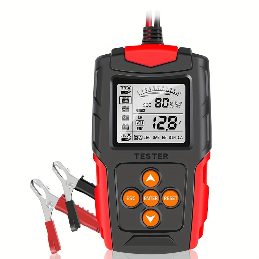 Auto- und Motorrad-Batterietester, 12V 24V Digitaler Analyzer, Misst SOH, SOC, CCA und IR, Batterietestwerkzeug für Auto, LKW und Motorrad