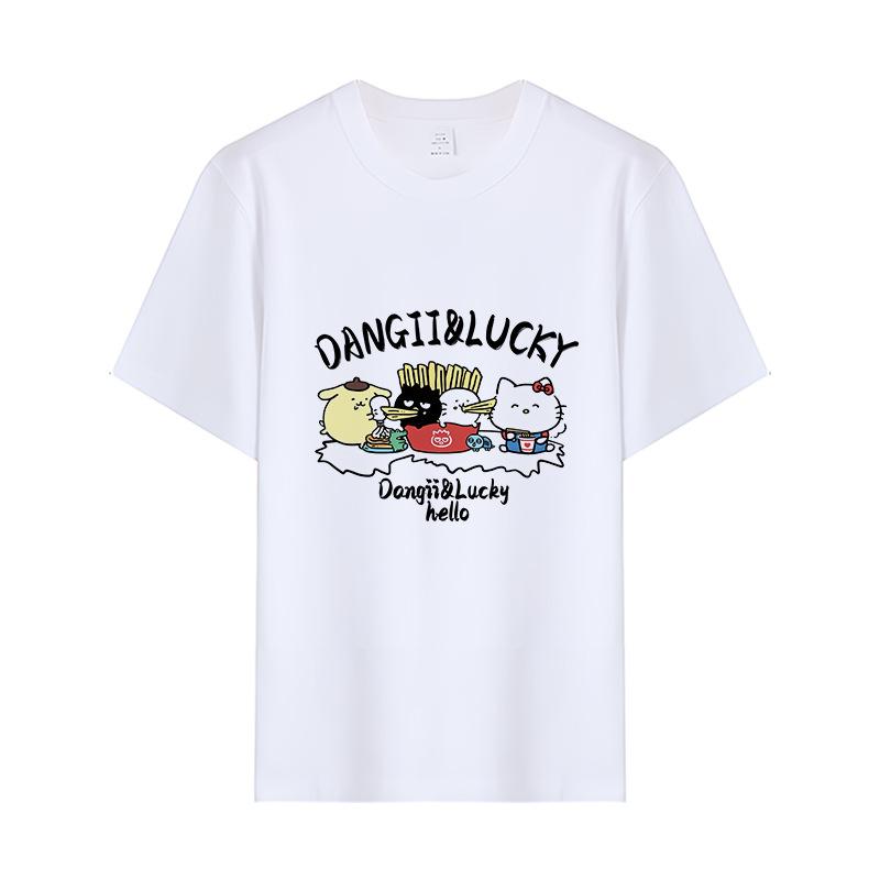 

Artistic Design Cartoon Print Comfortable Versatile T-shirt for Women s Spring and Summer New Short-sleeved Top Literary S білий