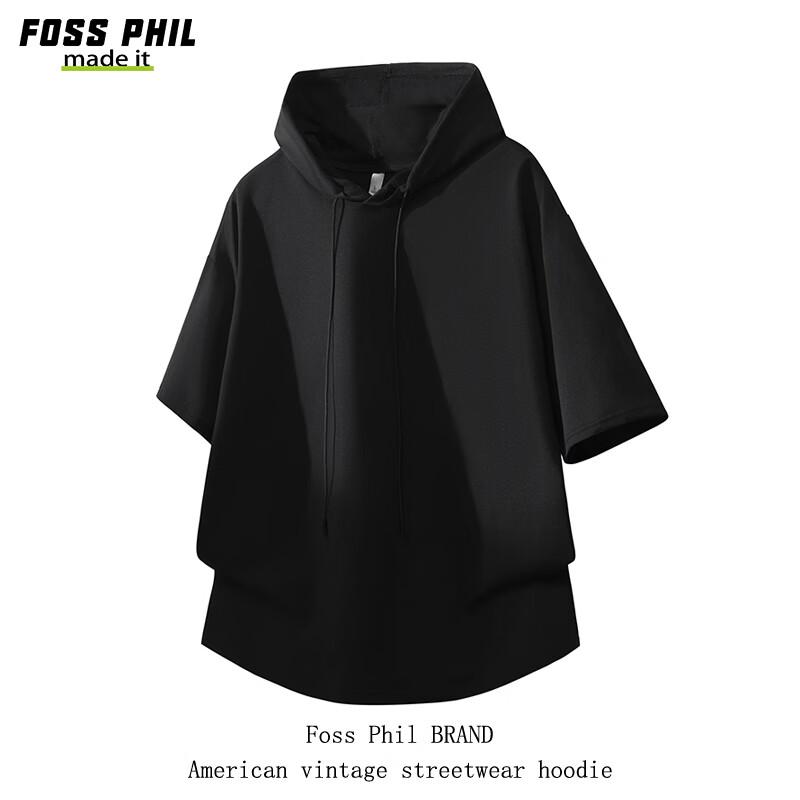 Foss Phil Men s Ice Silk Hooded Short Sleeve T-shirt L чёрный
