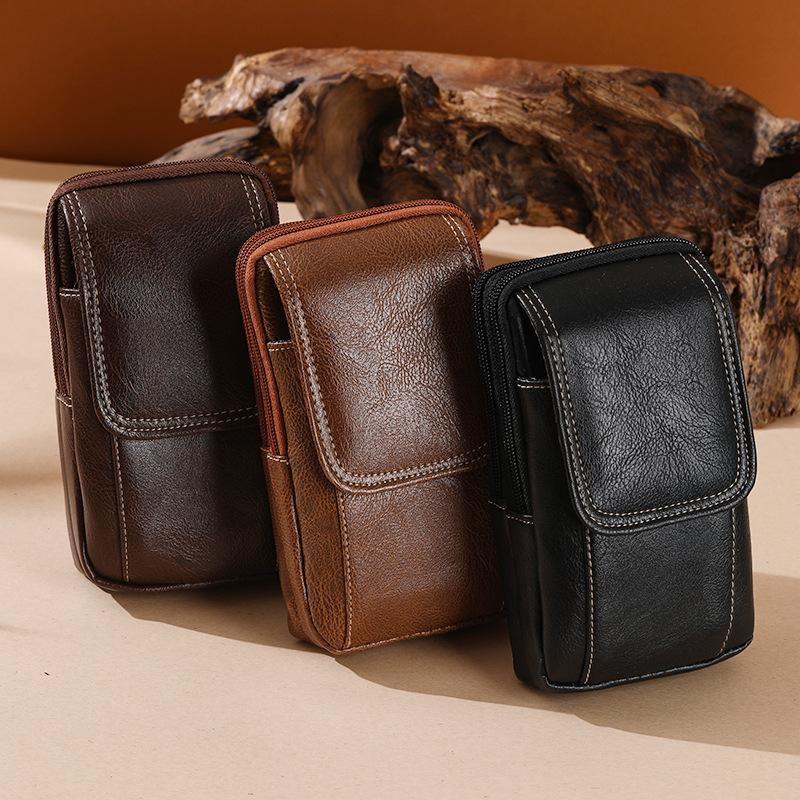Pu Leather Crossbody Bag Versatile Style Simple Design Waist Bag Multiple Pockets Leather Case Messenger Bag Outdoor Work