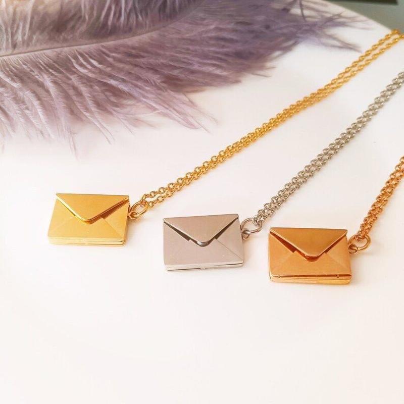 1Pcs Customized Stainless Steel Jewelry Confession Love You For Valentine Day Gift Love Letter Envelope Pendant Necklace