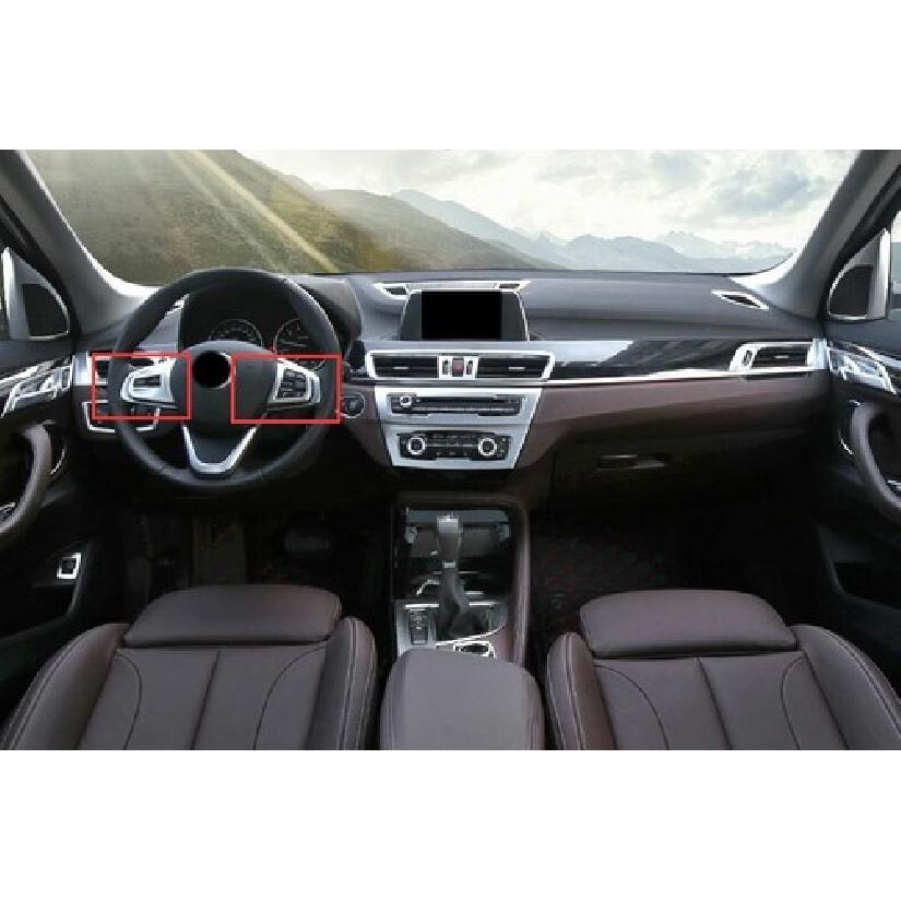 Fit For BMW X1 F48 2016-2022 ABS Silver Steering Wheel Switch Cover Trim 2PCS