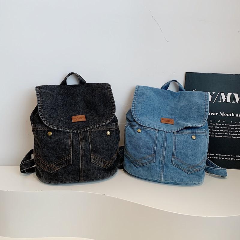 Large Capacity Backpack Women Denim Backpack