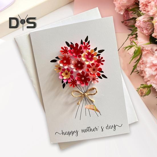 3D Pop Up Happy Mother's Day Card Artificial Flower Greeting Card with Envelope And Insert for Mom Grandma Wife Daughter