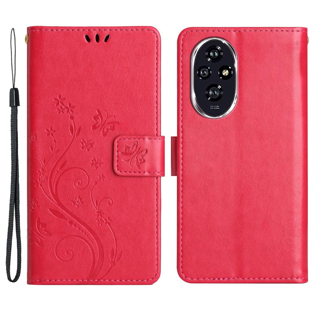 For Honor 200 Pro 5G Case Butterfly Flower Pattern Leather Phone Wallet Cover