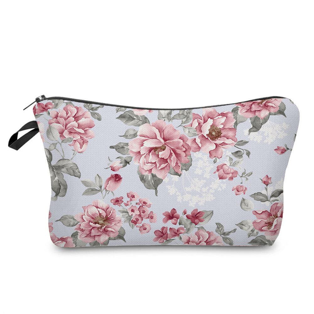 Women Flower Print Cosmetic Bag Toiletries Organize Travel Storage Case 6381
