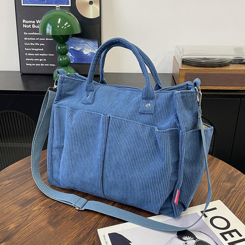Casual simple shoulder tote bag messenger bag women's large-capacity corduroy women's new handbag