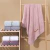 Coral Fleece Bath Towel with Embroidered Logo Thickened Soft Cotton Home Use Non-Shedding Hair Large Bath Towel