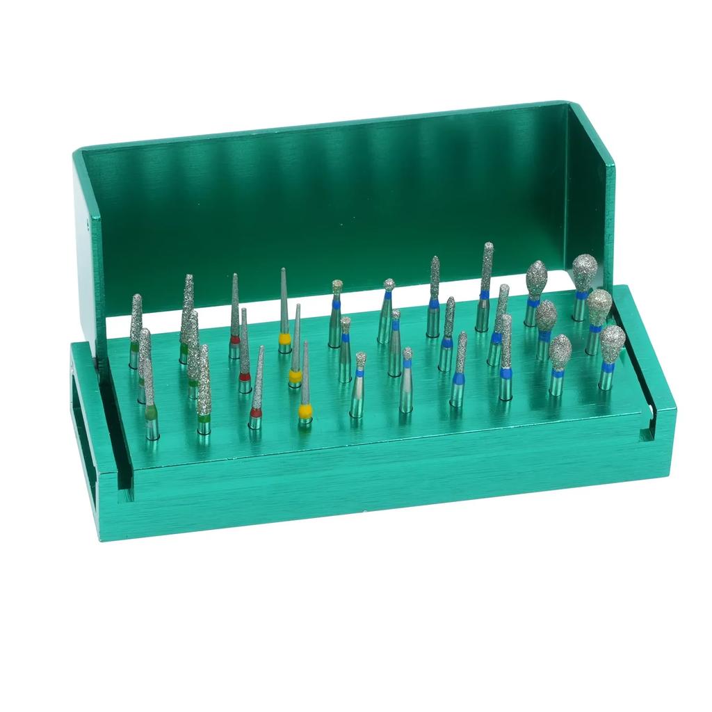 Set di 30 frese diamantate dentali con portamanico in alluminio, trapano ad alta velocità per dentista, disinfezione in autoclave