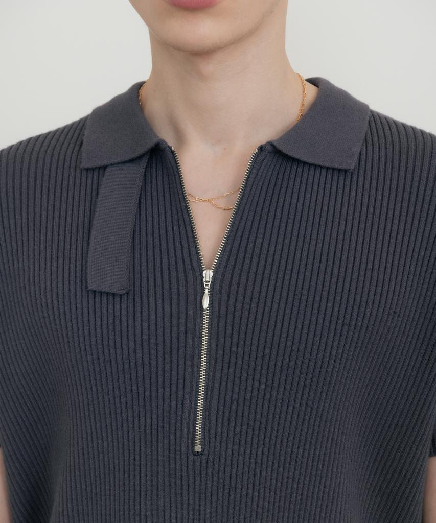 SSIN AND LEE Lounge Half Knit Polo Shirt Charcoal