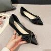 Pointed Flat-soled Single Shoes 2025 Women's New Grandma Shoes Fashion Ladyshoes Soft-soled Beanie Shoes Bow Shoes 833