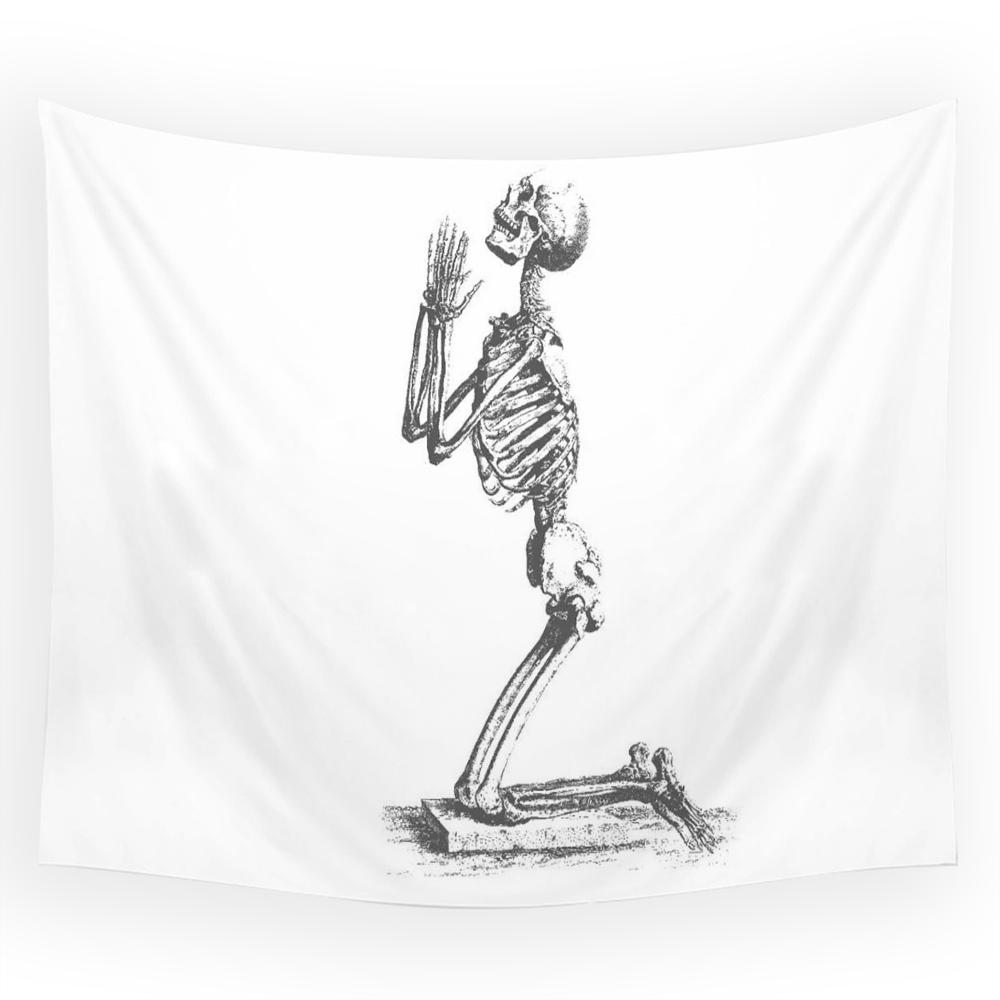 

Молящиеся кости гобелен с черепом, новый эстетический художественный гобелен с черепом, украшение для дома, красивое украшение для спальни, гостиной 100X75CM