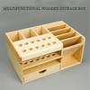 Wooden Multifunctional Storage Box Screwdriver Tweezers Multi Compartments Desktop Stationary Small Pens Markers Brushes Tools