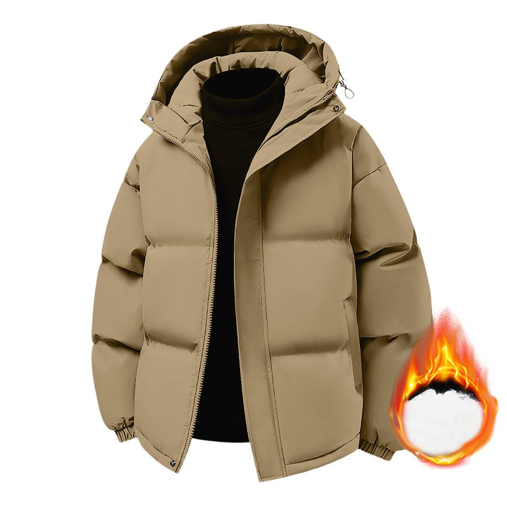 Men's Oversized Casual Down Jacket With Long Sleeves And Hood