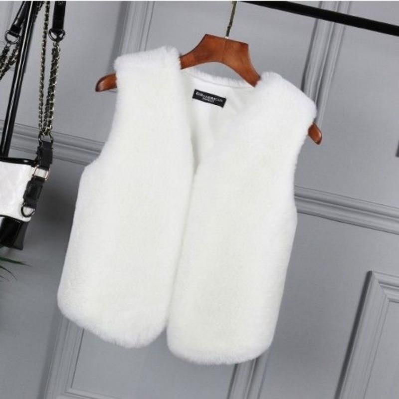

Осень и зима новый жилет из искусственного меха женский короткий жилет приталенный и тонкий модный жилет куртка пушистый жилет M 80-52.5 kg белый
