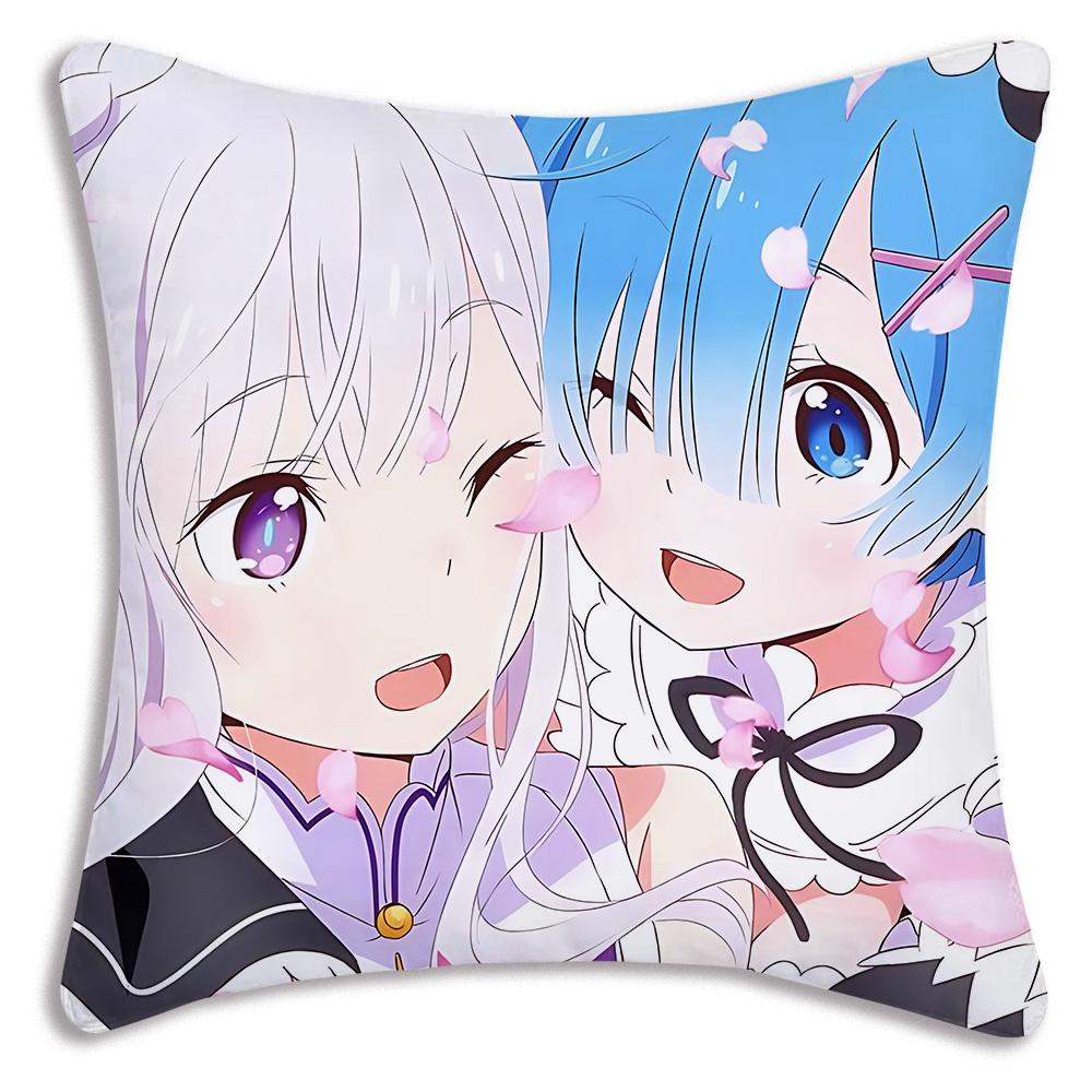 Re:Life Different World Zero Rem Pillow Covers Cartoon Sofa Decorative Home Double-Sided Printing Short Plush Cute Cushion Cover