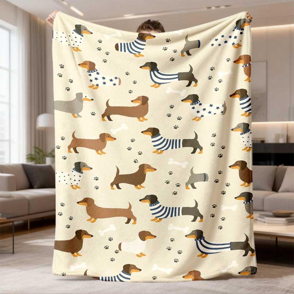 Funny Dachshund Pattern Blankets Warm Cozy Sofa Throw Blanket Cute Pet Dog Lover Room Decor Bed Nap Bedspread Blanket New