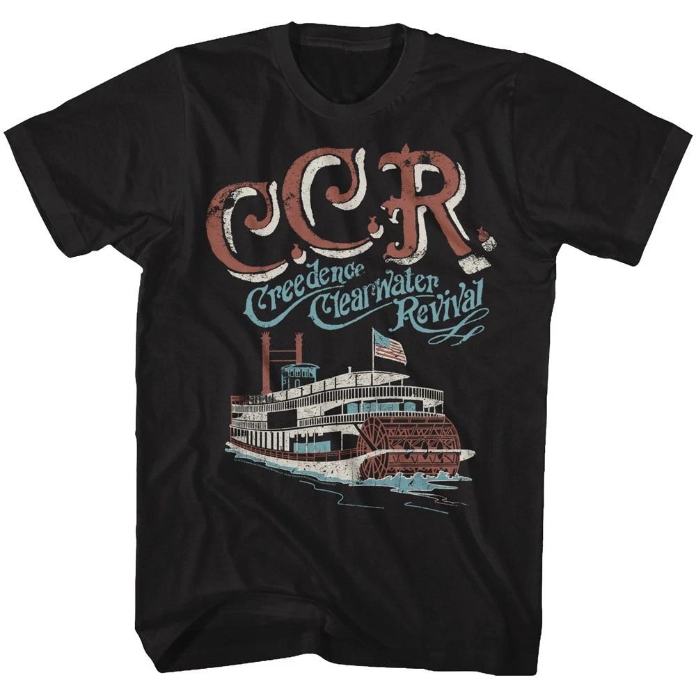 

Creedence Clearwater Revival Riverboat American Flag RW&B Men s T shirt S