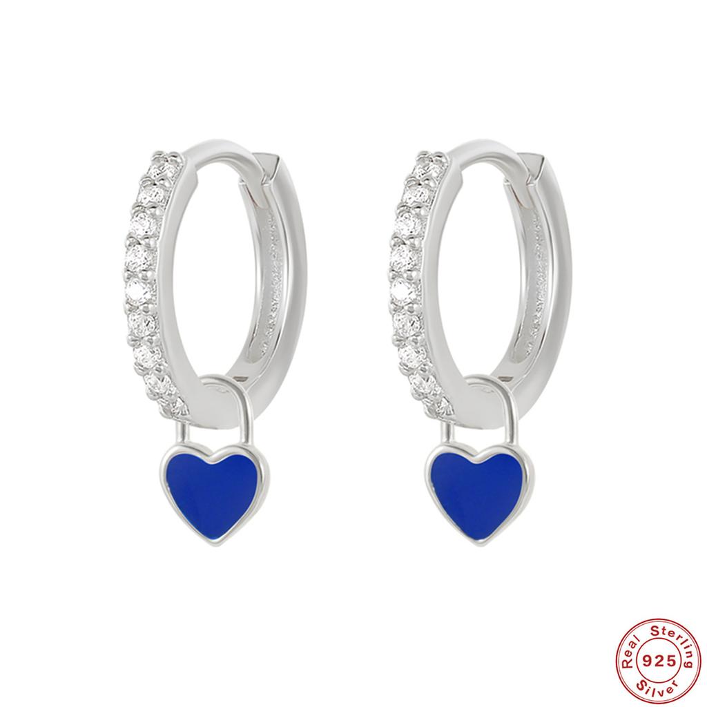 S925 Sterling Silver Plated 18K Real Gold Heart-Shaped Love Earrings, Ear Buckles, Oil Dripping Cartilage Earrings, Earrings, Earrings.