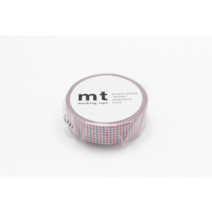 Masking Tape MT 1,5 cm Quadrillage rouge et bleu