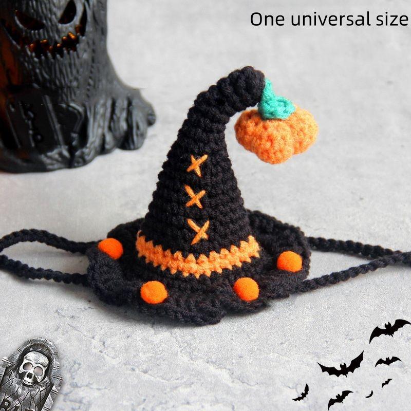 Cute Halloween Pet Cat Dog Woven Scarf Hat Clothing Collar Kawaii Cartoon Cats Dress Up Clothing Costume Pet Accessories